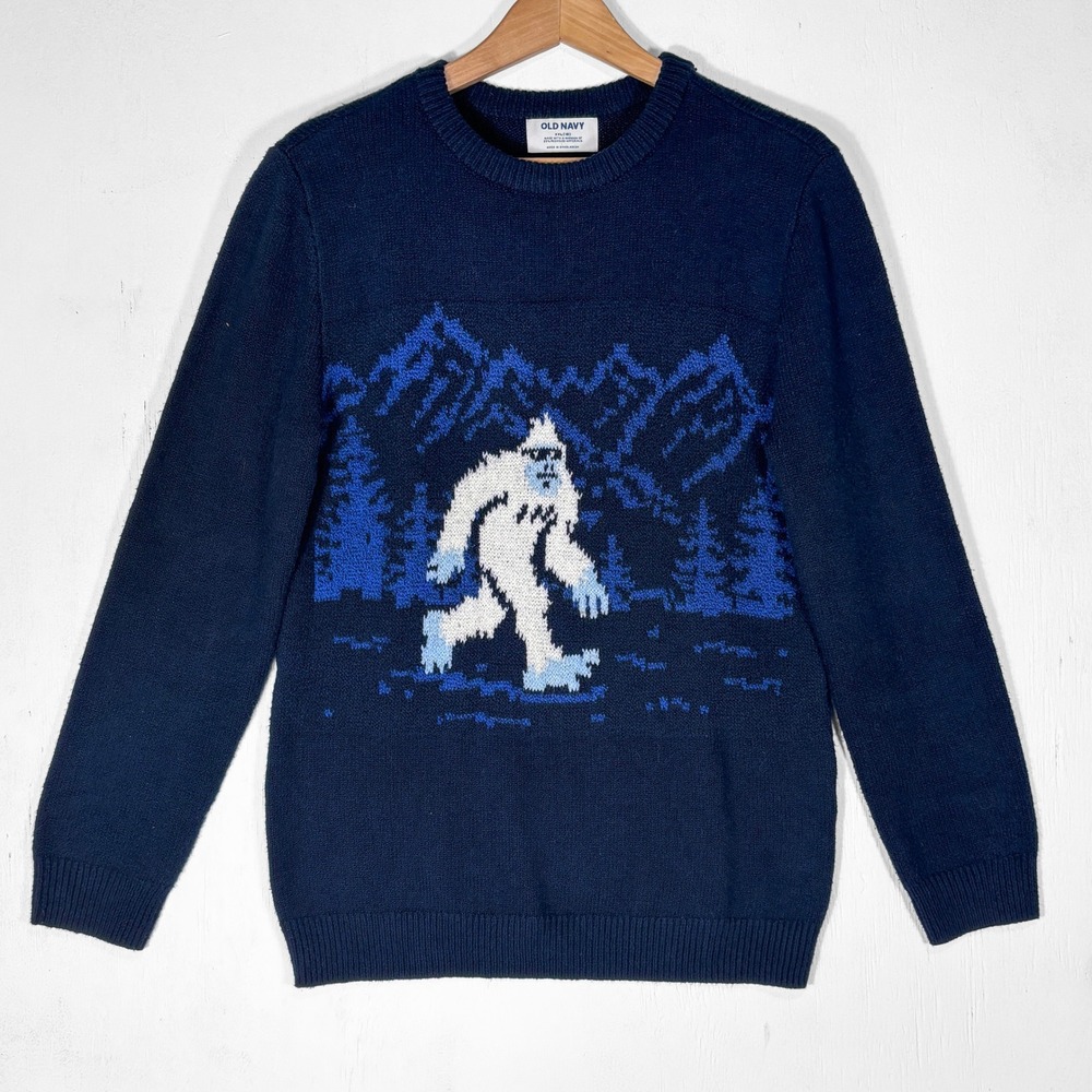Old Navy Blue‎ Yeti Abominable Snowman Soft Sweater Kids XXL / Womens S